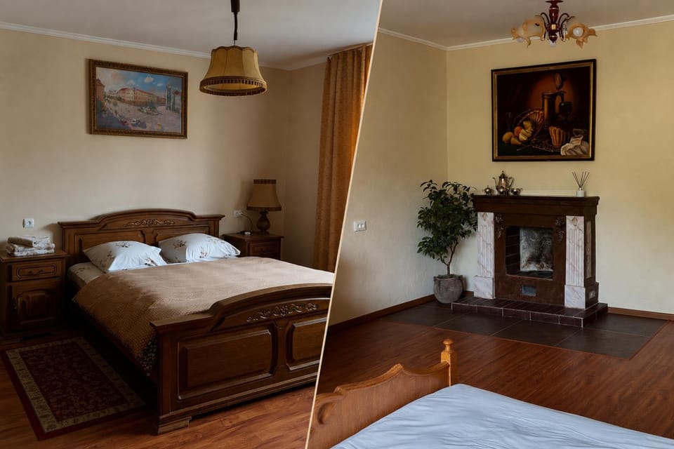 Bed, Photo of the whole room, Seating area, Bedroom, fireplace