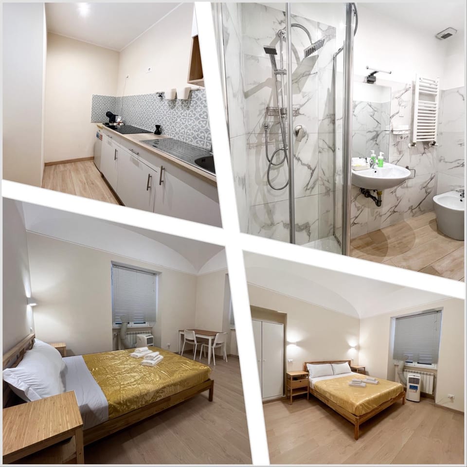 Bed, Bathroom, Kitchen or kitchenette, Bedroom