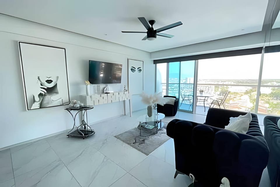 Bird's eye view, Living room, Sea view