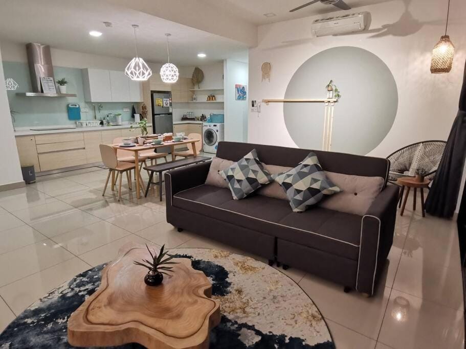 Kitchen or kitchenette, Living room, Dining area, air conditioner