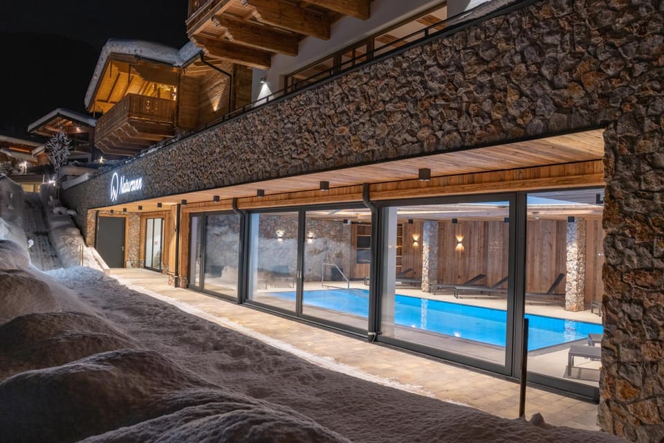Property building, Night, Pool view, Swimming pool