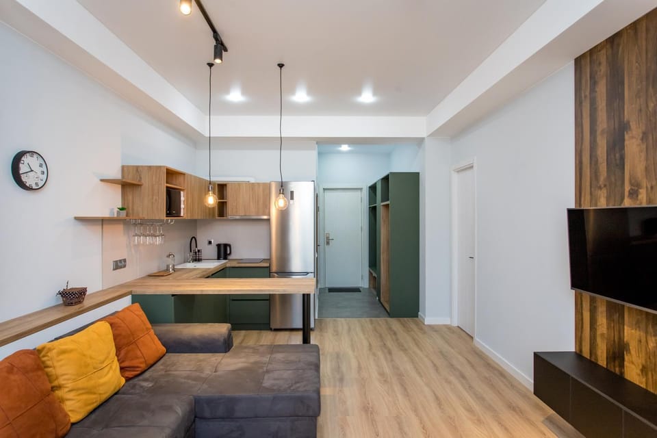 Living room, kitchen