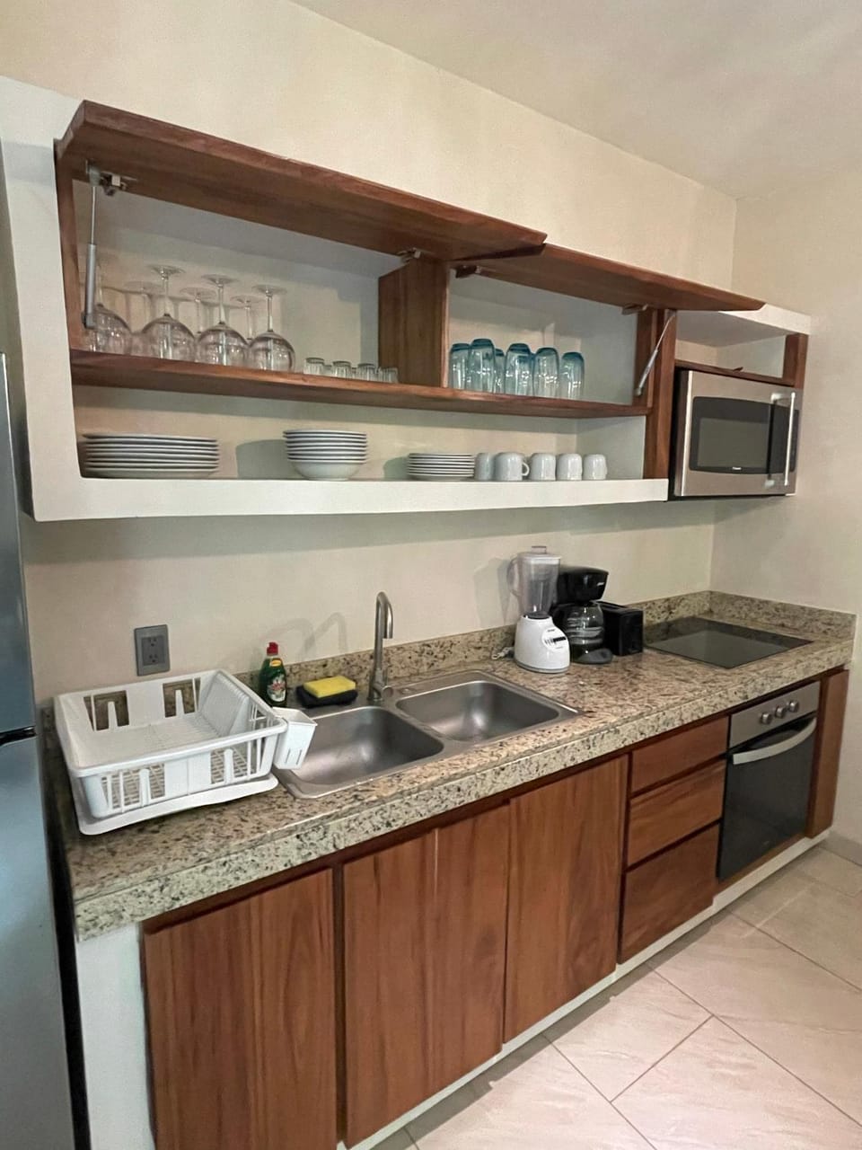Kitchen or kitchenette, stove