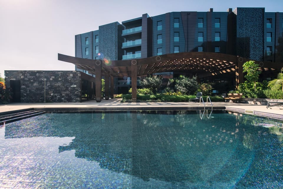 Property building, Swimming pool, Sunset