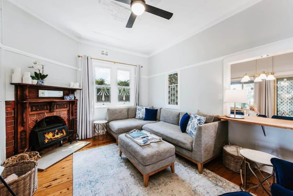 Living room, fireplace