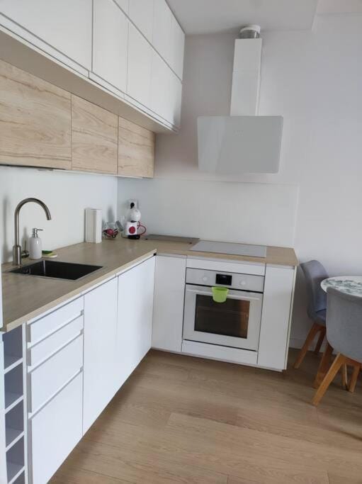 Kitchen or kitchenette, dishwasher, stove