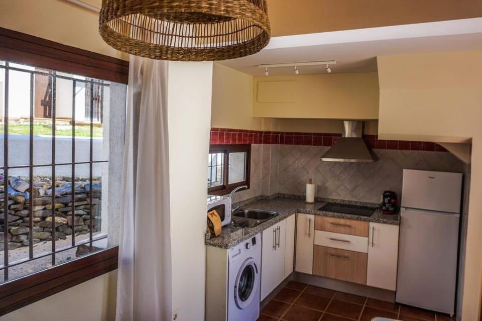 Kitchen or kitchenette, minibar, stove, washing machine