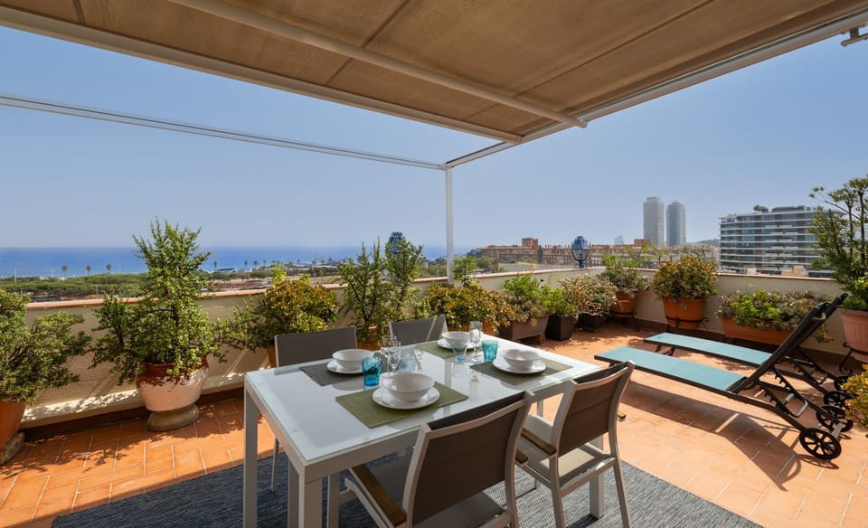 Patio, Day, Natural landscape, View (from property/room), Balcony/Terrace, Living room, Seating area, Dining area, Sea view