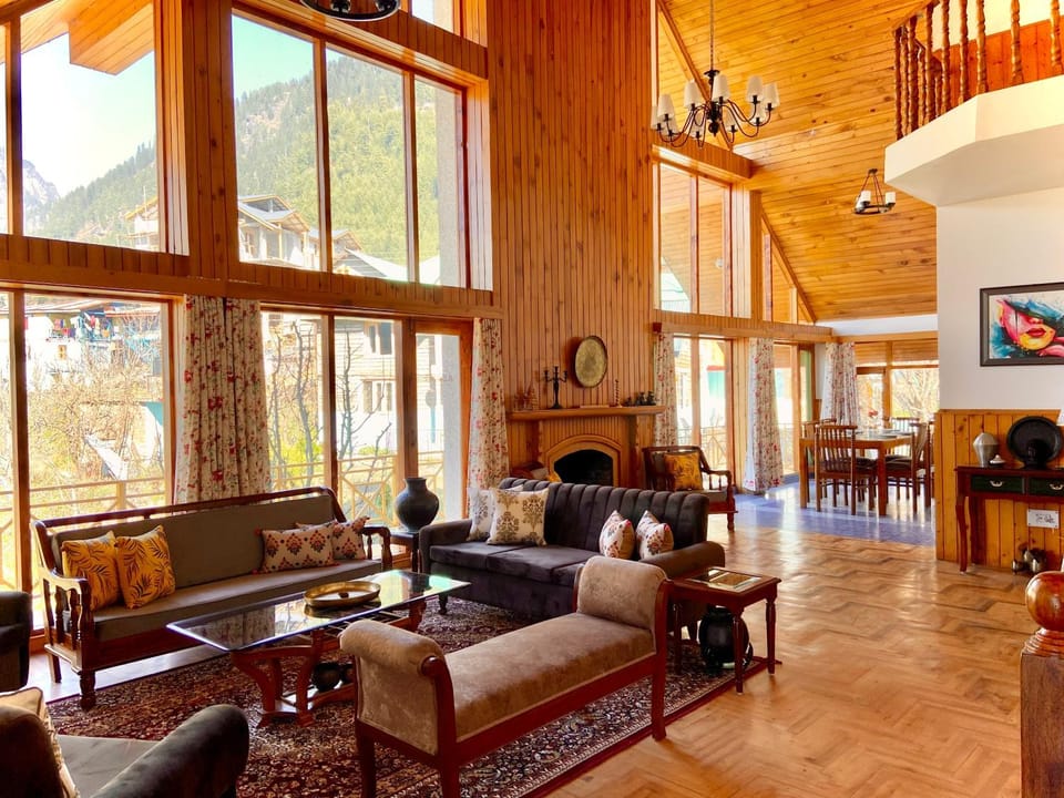 Living room, Decorative detail, Seating area, Mountain view