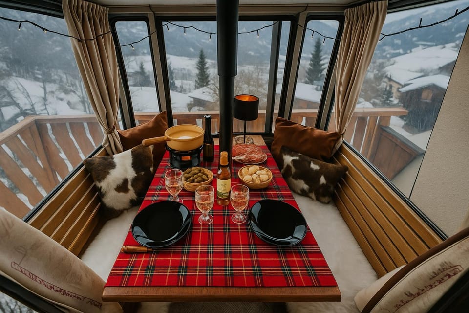 Natural landscape, Winter, Living room, Food and drinks, Seating area, Dining area, Food, Mountain view, Drinks