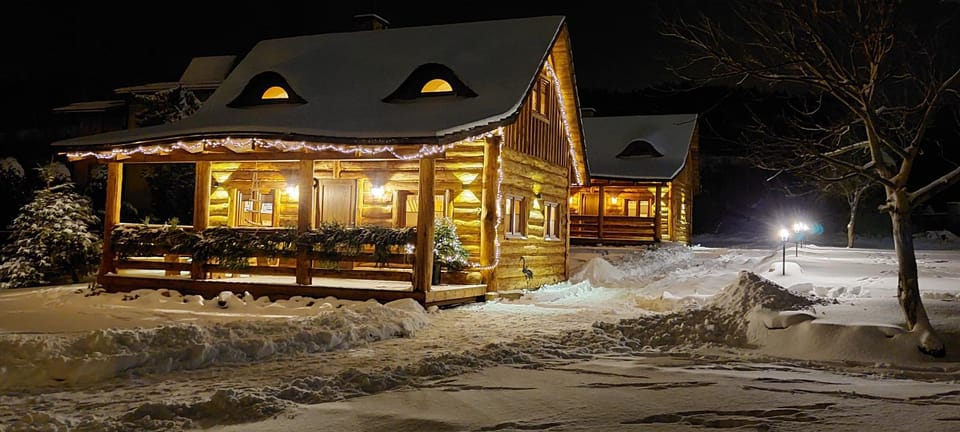 Property building, Night, Winter