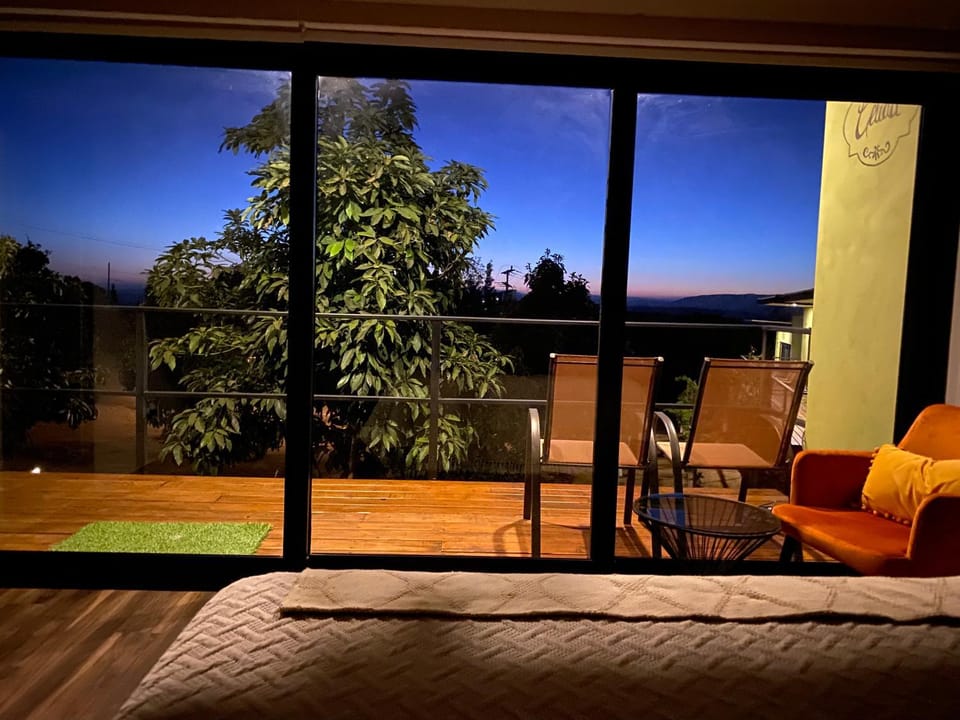 Bed, Bird's eye view, Seating area, Bedroom, Mountain view