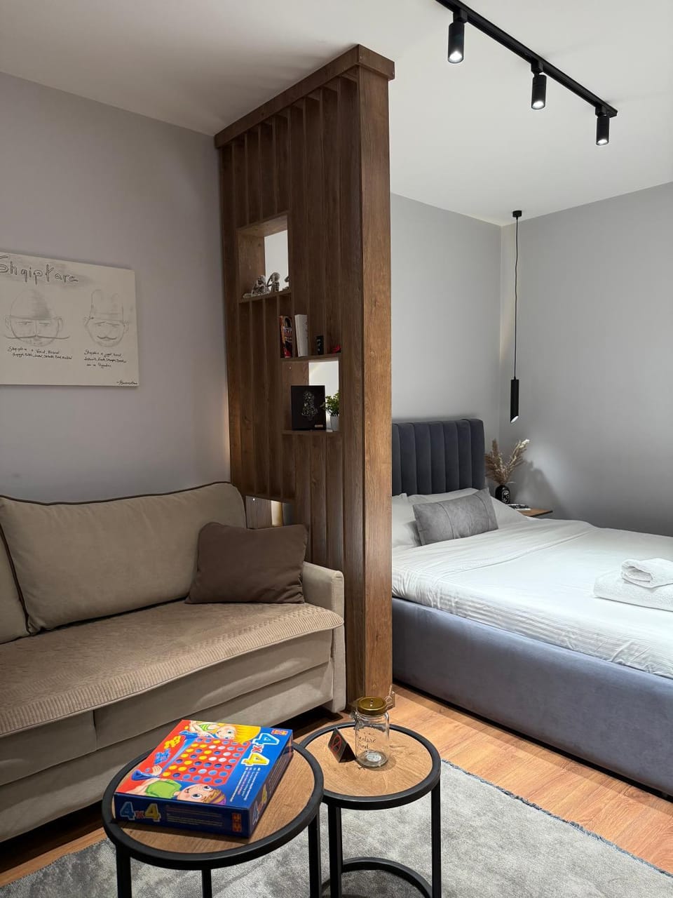 Bed, Living room, Photo of the whole room, Seating area, Bedroom