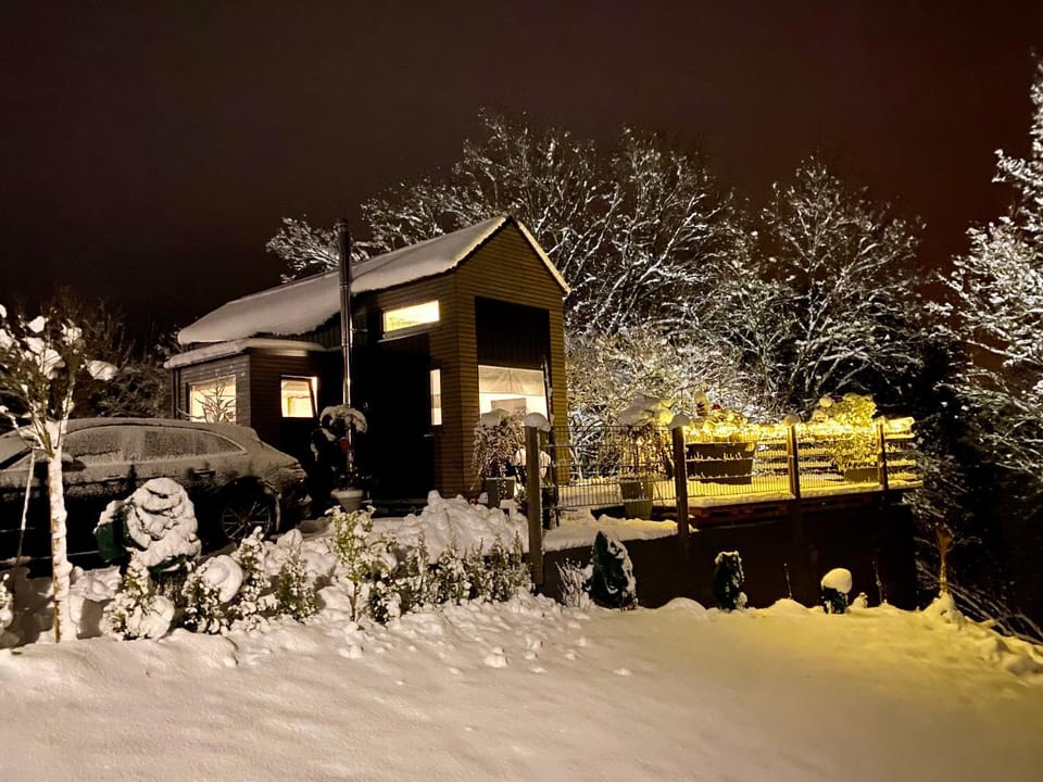 Property building, Night, Winter