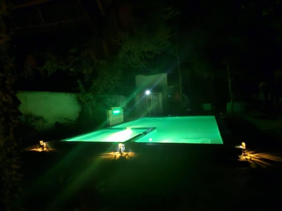 Night, Pool view, Swimming pool, Swimming pool