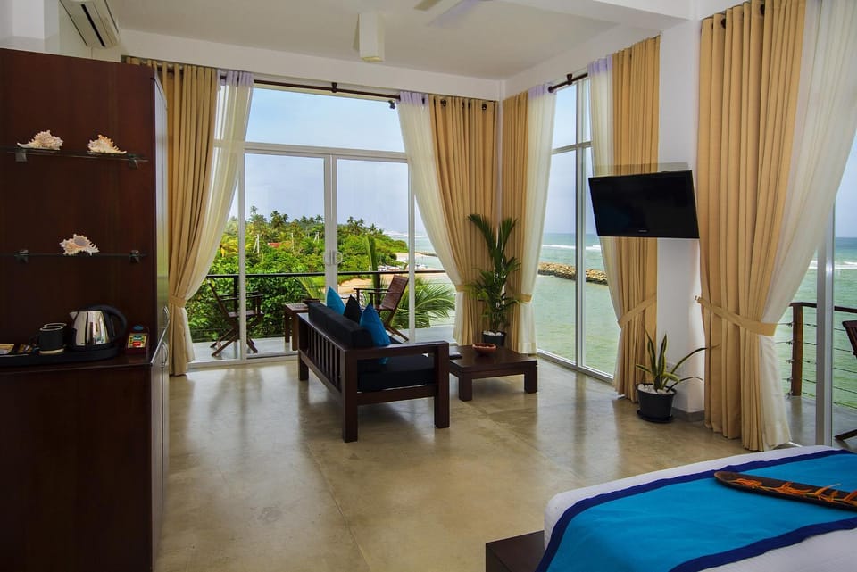 Living room, Seating area, Beach, Sea view