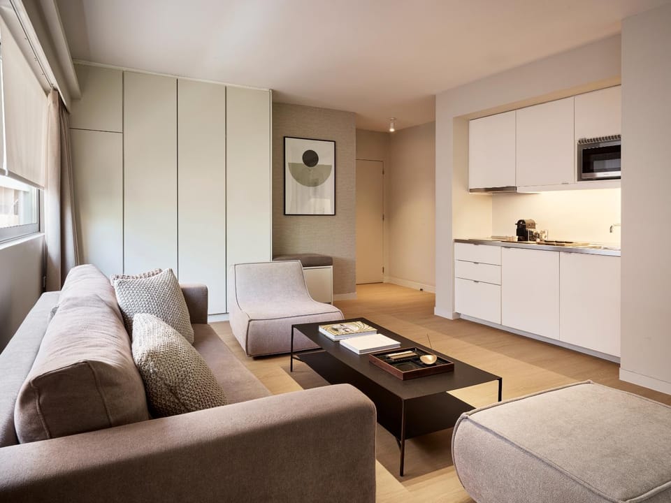 Kitchen or kitchenette, Living room, Dining area