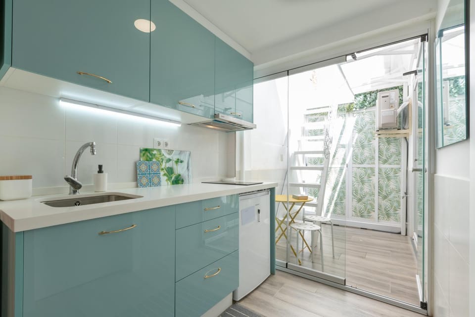 Patio, furniture, minibar, stove, toaster, kitchen