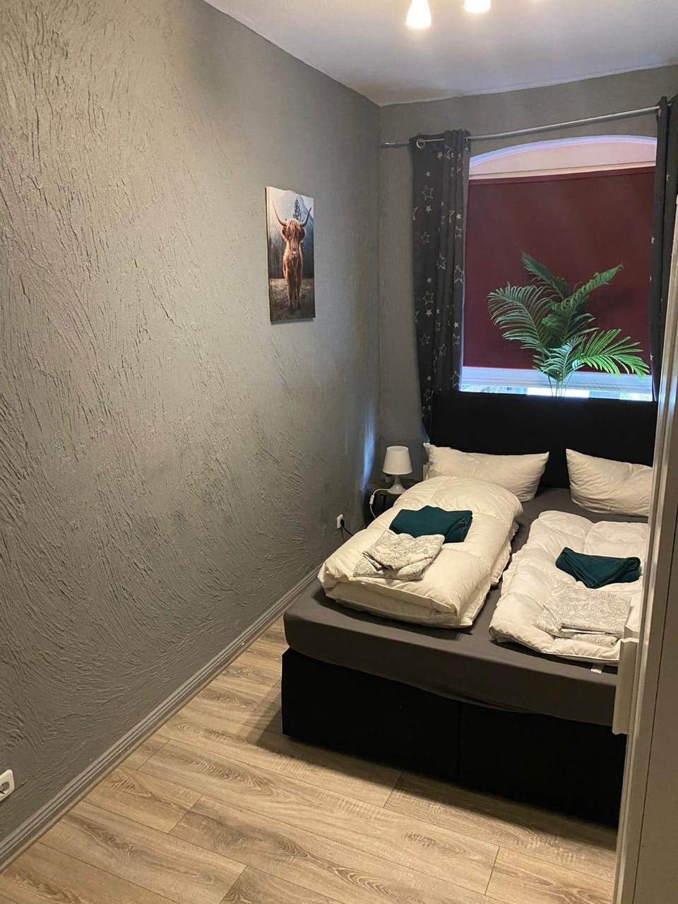 Bed, Photo of the whole room, Bedroom, towels