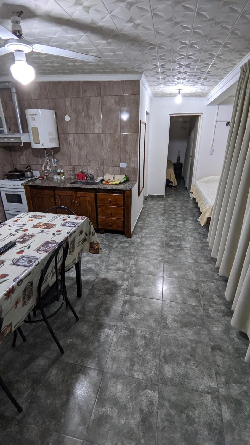 Kitchen or kitchenette, fireplace