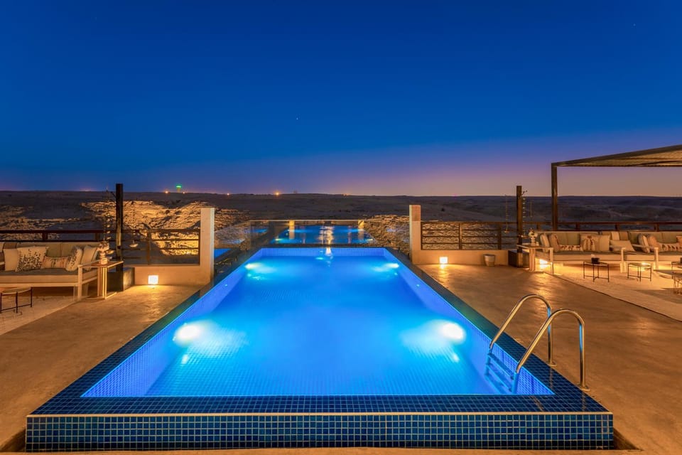 Night, Natural landscape, Balcony/Terrace, Mountain view, Swimming pool