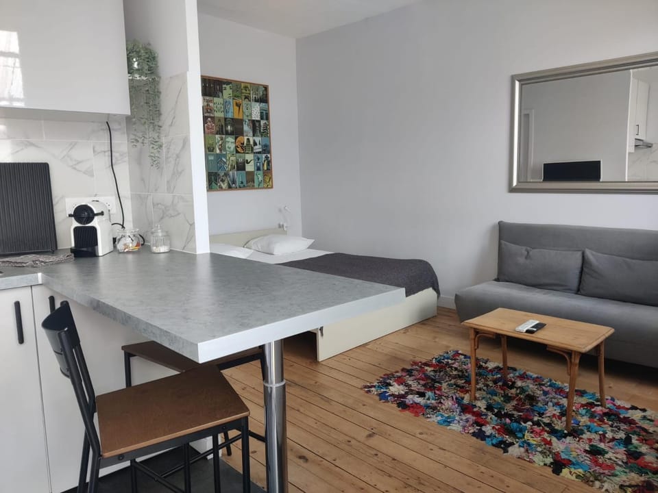 Kitchen or kitchenette, Living room, Seating area, Dining area