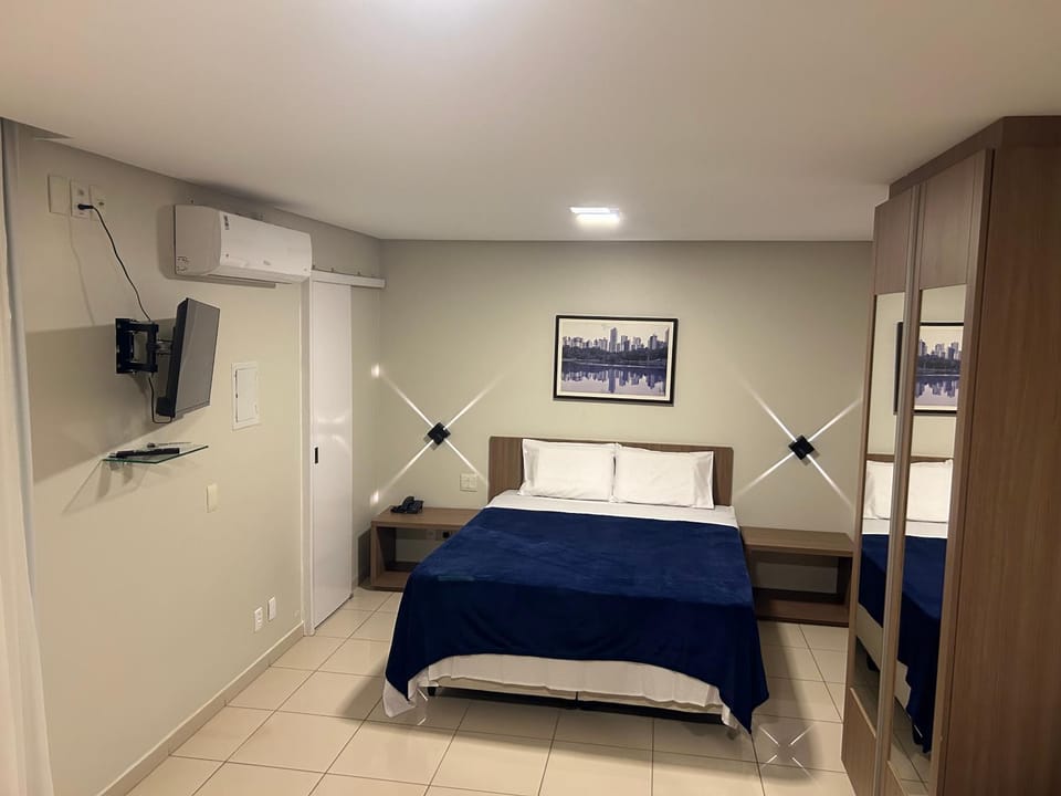 Bed, TV and multimedia, wardrobe, air conditioner