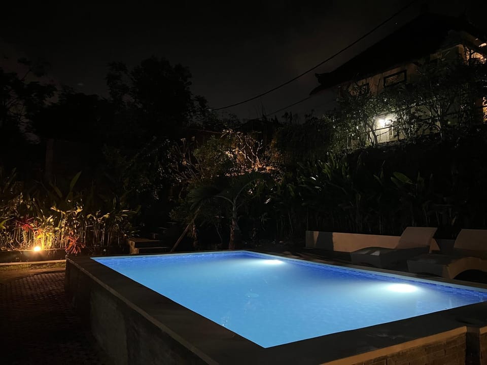Night, Pool view, Swimming pool