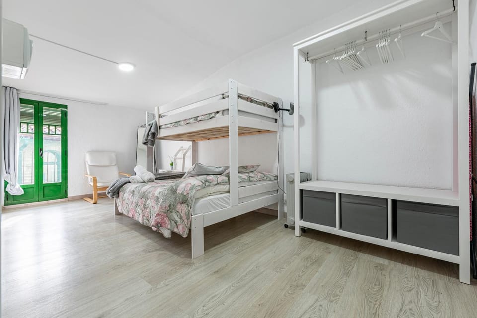 Bed, Photo of the whole room, Bedroom, bunk bed, wardrobe