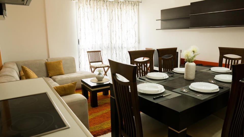 Property building, Living room, Dining area