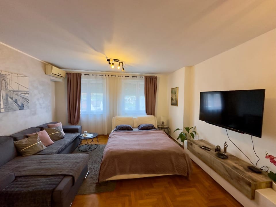 Communal lounge/ TV room, Bed, TV and multimedia, Living room, Photo of the whole room, Seating area, Evening entertainment, Bedroom