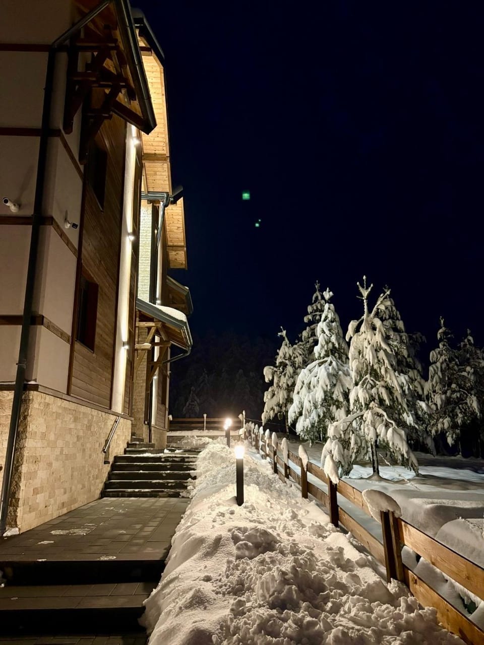 Property building, Night, Winter