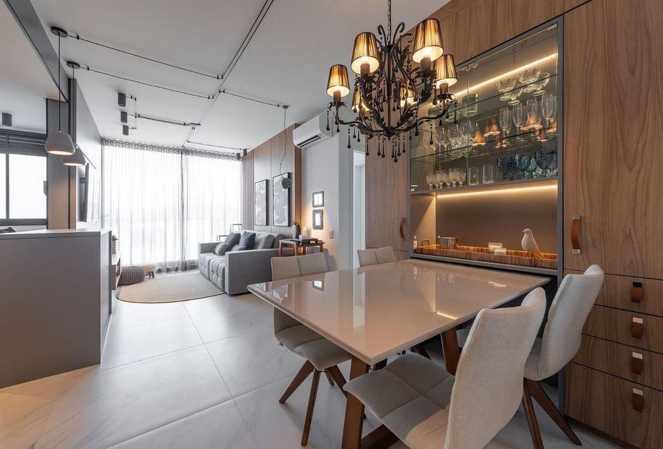 Kitchen or kitchenette, Living room, Seating area, Dining area