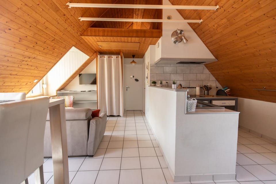 Kitchen or kitchenette, Living room, Seating area, stove, kitchen