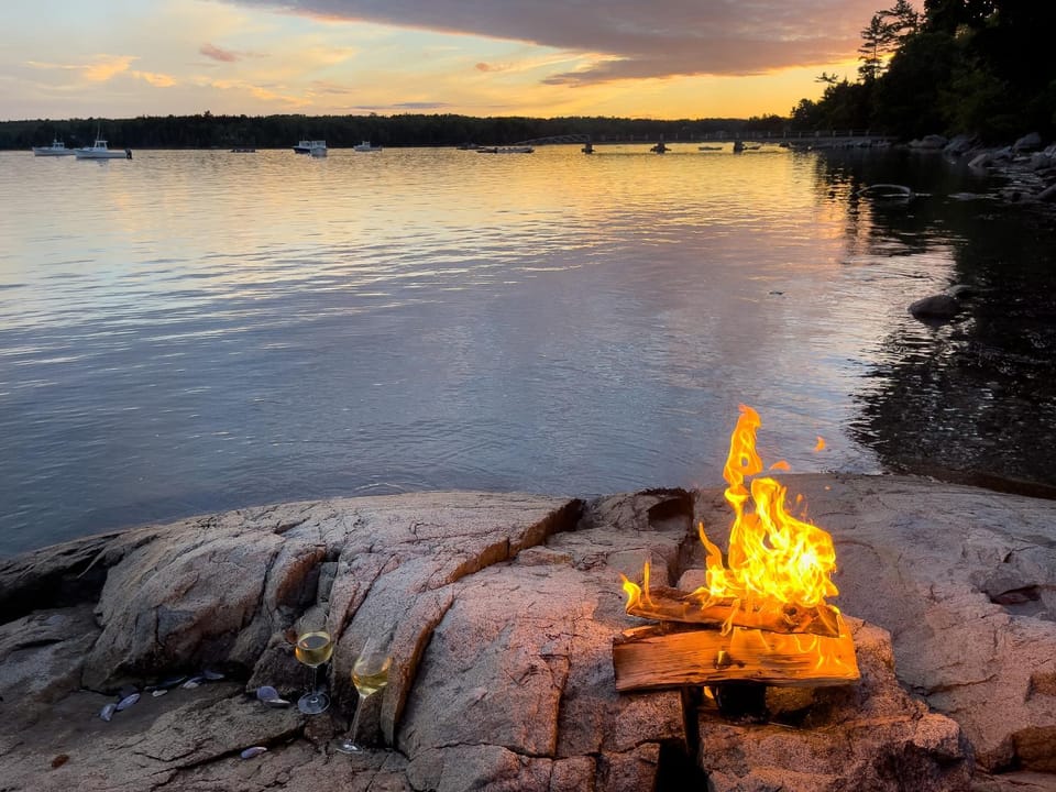 Beach, Sea view, Sunset, fireplace