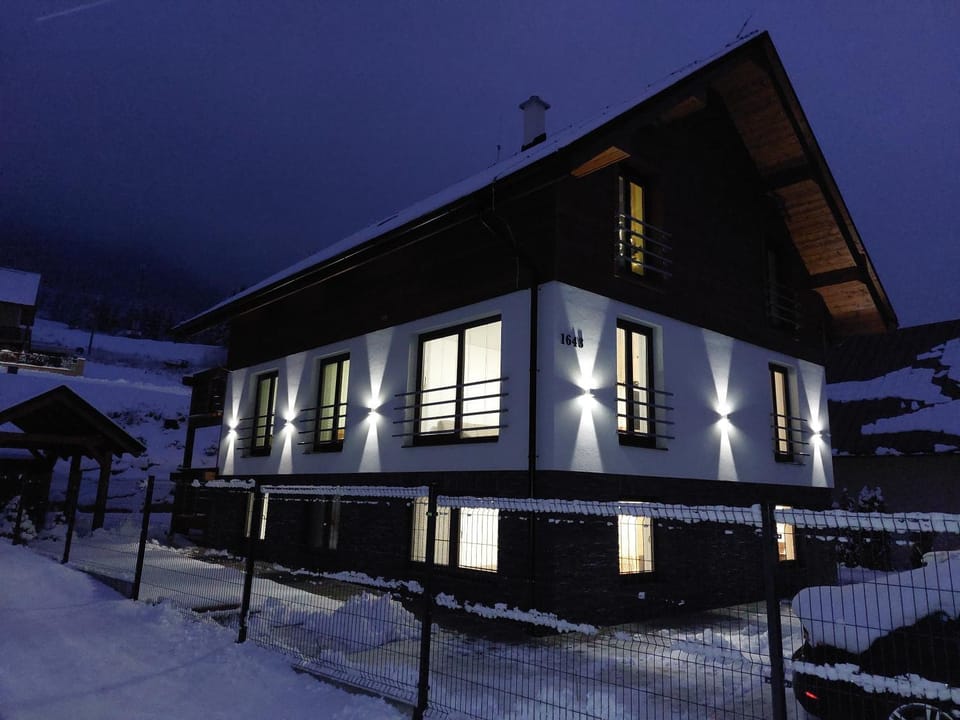 Property building, Night, Winter