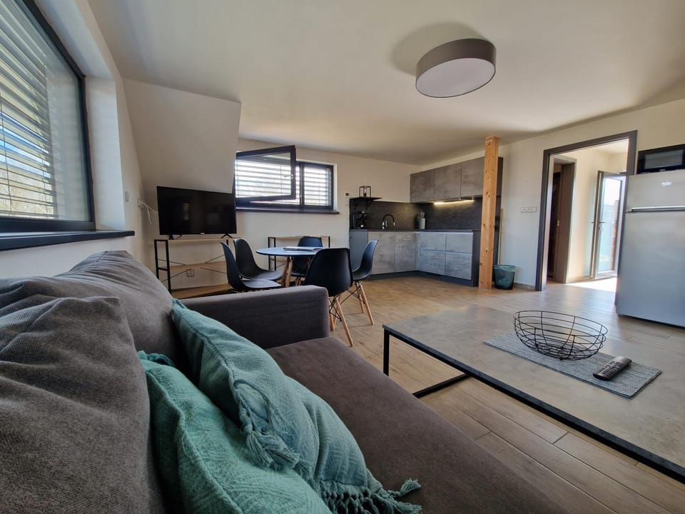 Kitchen or kitchenette, Living room, Photo of the whole room, Seating area, Dining area, pet friendly