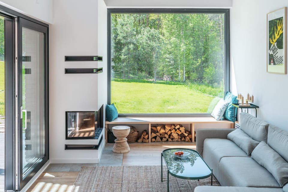 Living room, Garden view, flat iron