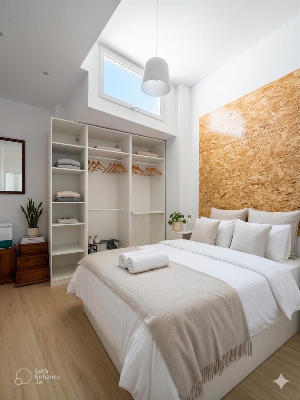 Bed, Bedroom, towels, wardrobe