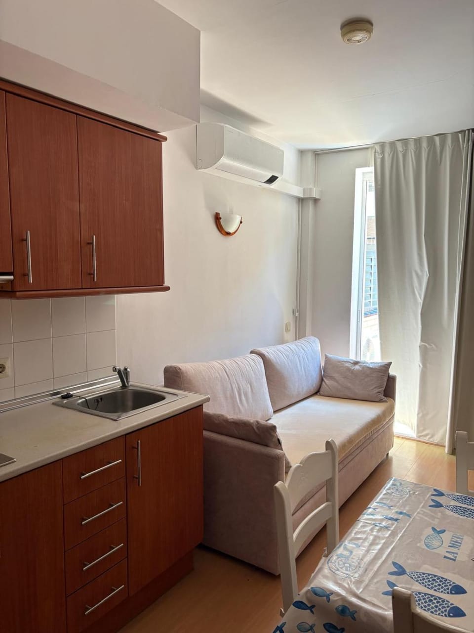 Living room, kitchen, air conditioner
