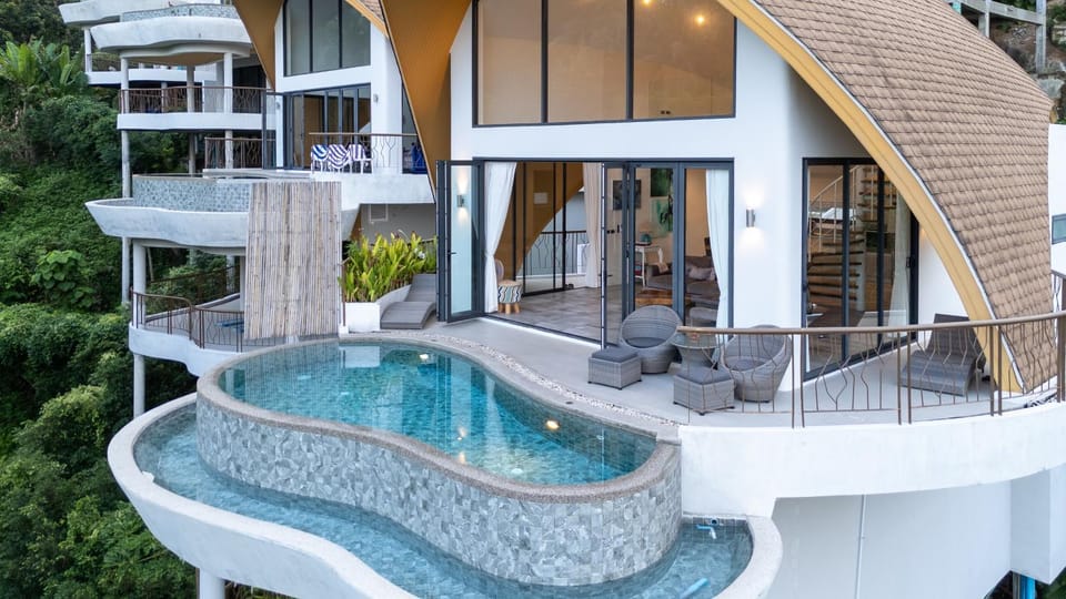 Tropical 3Br Infinity Pool & Sea Jungle View Villa in Ko Samui