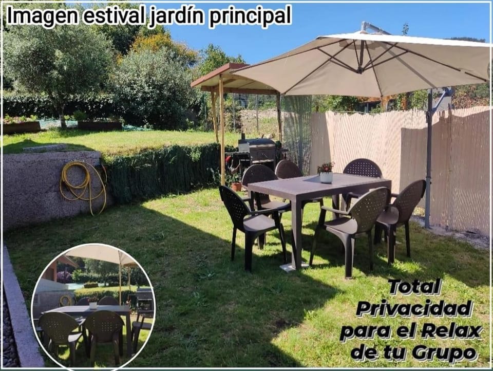 Patio, Day, Summer, BBQ facilities, Garden, Dining area, Text overlay