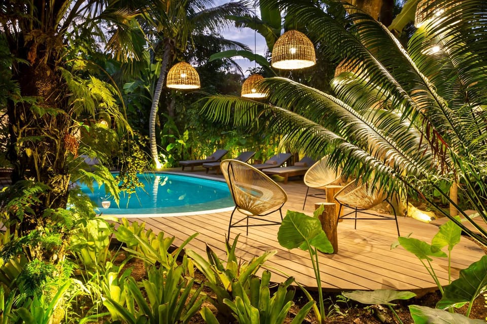 Night, Garden, Pool view