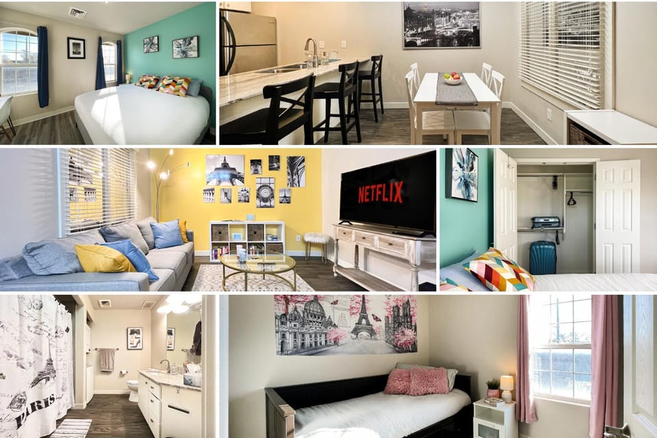Bathroom, Living room, Bedroom, kitchen