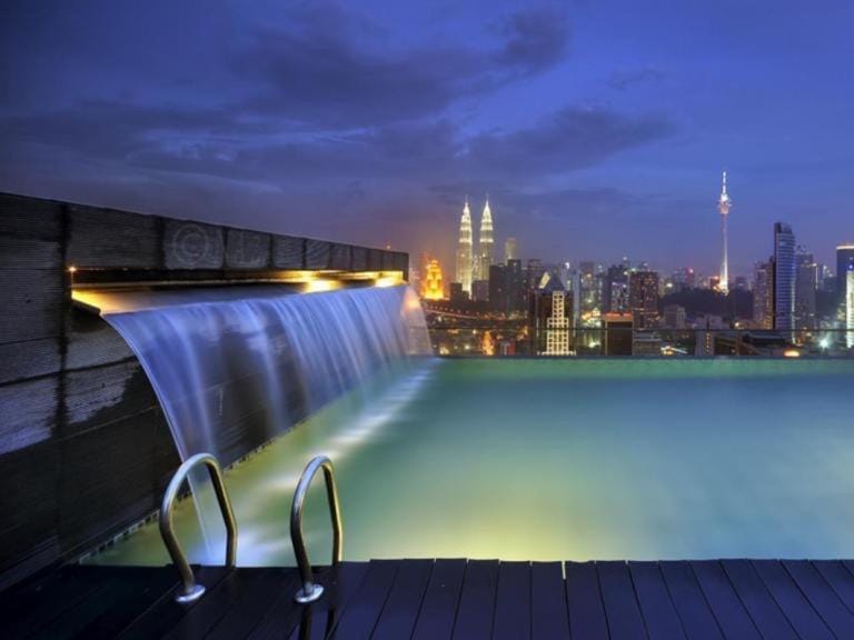 Nearby landmark, Night, View (from property/room), City view, Landmark view, Pool view, Swimming pool