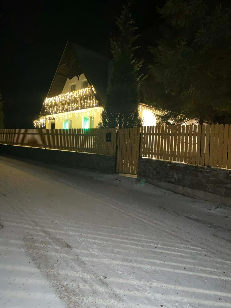 Property building, Night, Winter