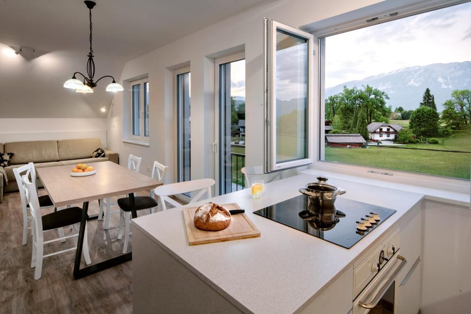 Kitchen or kitchenette, Living room, Seating area