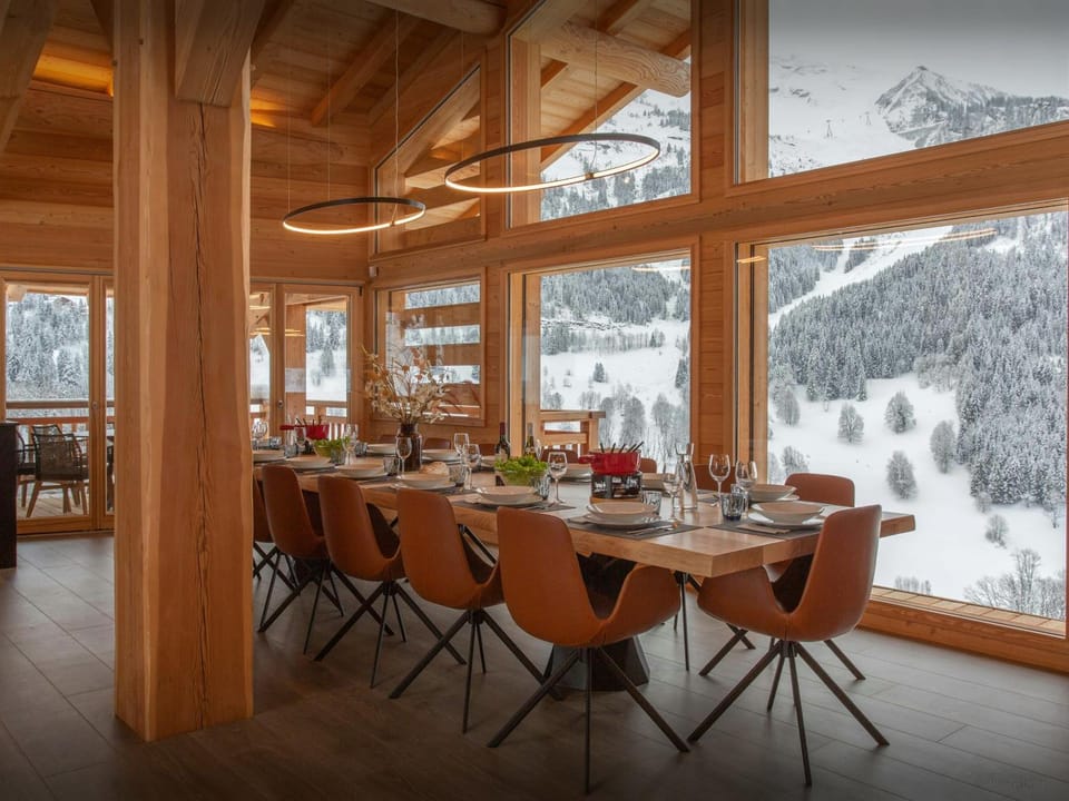 Natural landscape, Winter, Dining area, Mountain view