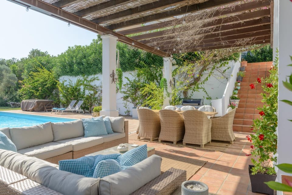 Property building, Living room, Swimming pool