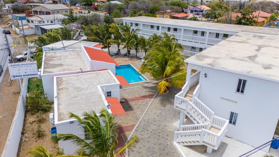 Property building, Neighbourhood, Pool view, Street view, Swimming pool